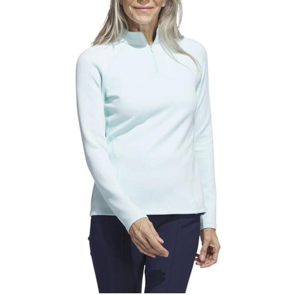 Adidas Quarter Zip Long Sleeve Golf Pull Over Women's XL Aqua Lightweight Sporty